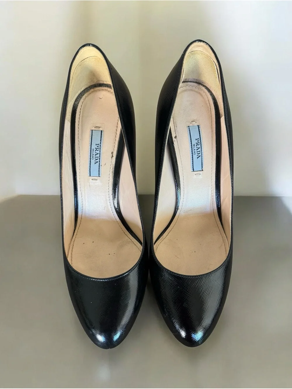 Prada Black Patent Leather Rounded Toe Pumps - Picture 3 of 11